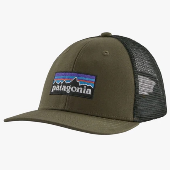 Patagonia Logo Faded Trucker Style Hat Cap Black Mesh Snapback Adjustable Back - Picture 1 of 13